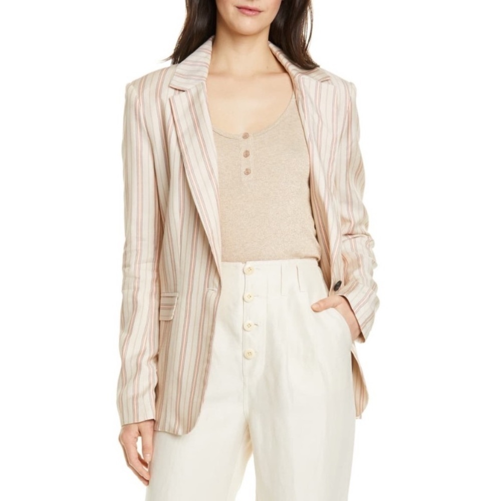 NEW Joie Kishina C Striped Peach Cream Career Casual Blazer 2 - Picture 2 of 9